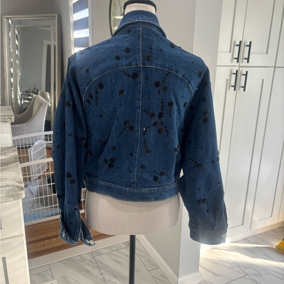 Pilcro Dark Blue Embellished Jean Jacket - Picture 4 of 11